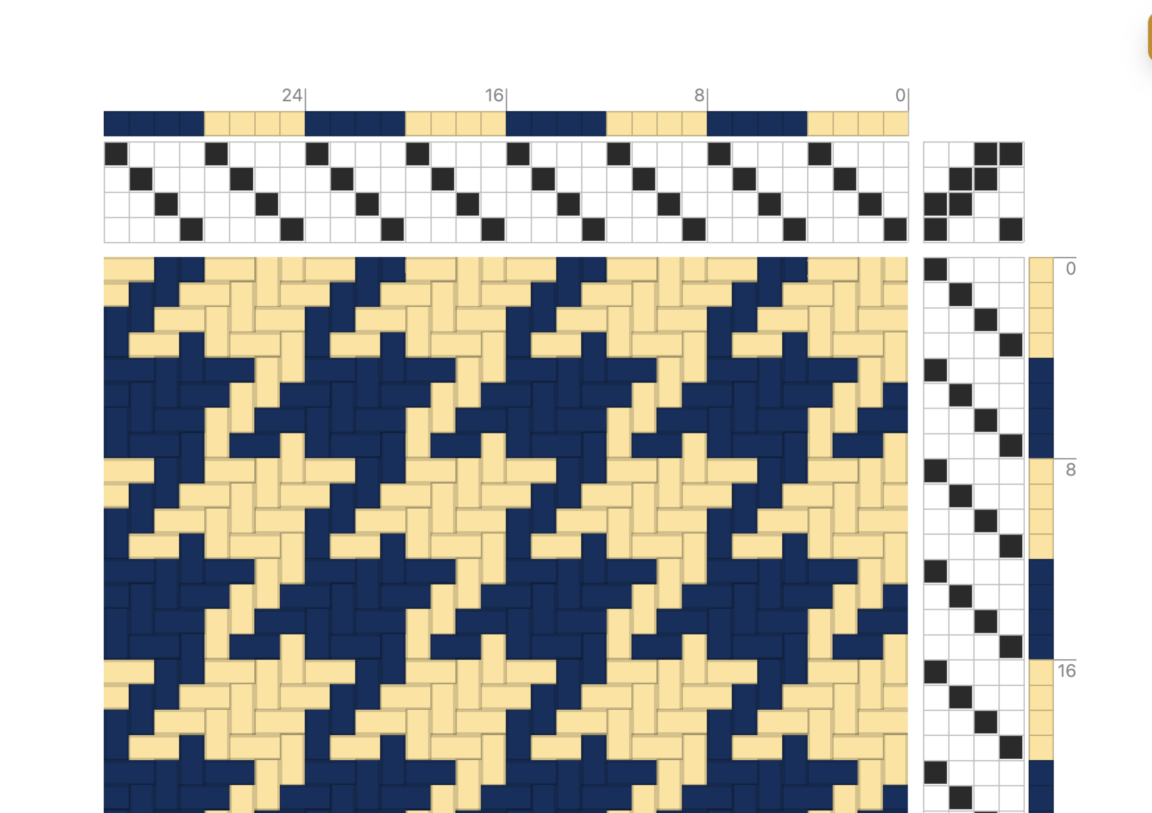 Houndstooth pattern from 2/2 twill with alternating color pairs