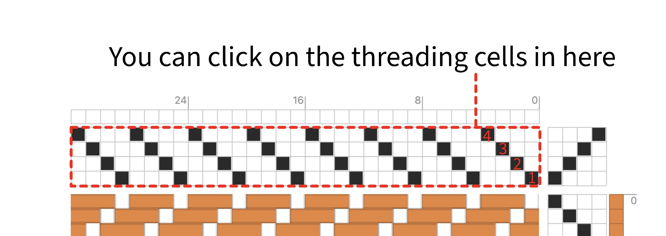 Threading grid with shaft numbers labeled